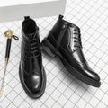 Men’s Low-Top Patent Leather Brogue Boots – Casual, Elegant, Winter, Versatile Flats