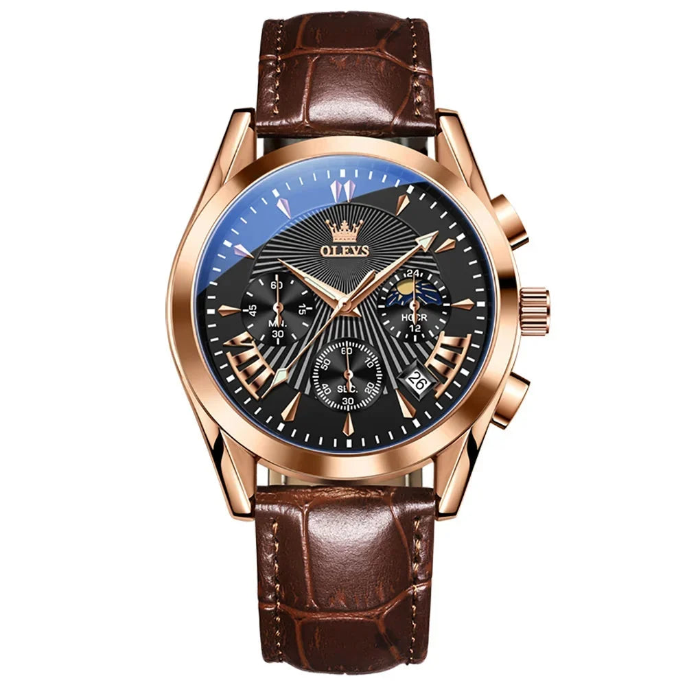 Men’s Luxury Quartz Watch – Waterproof, Leather Strap, Elegant & Modern Design