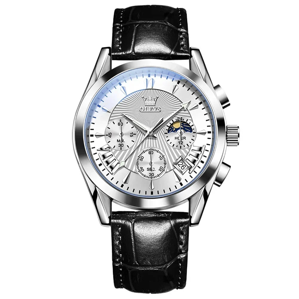 Men’s Luxury Quartz Watch – Waterproof, Leather Strap, Elegant & Modern Design