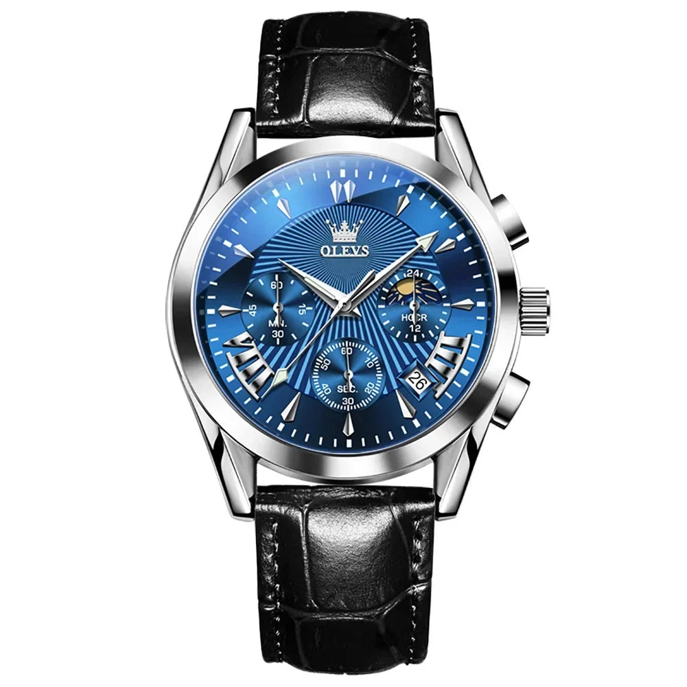 Men’s Luxury Quartz Watch – Waterproof, Leather Strap, Elegant & Modern Design