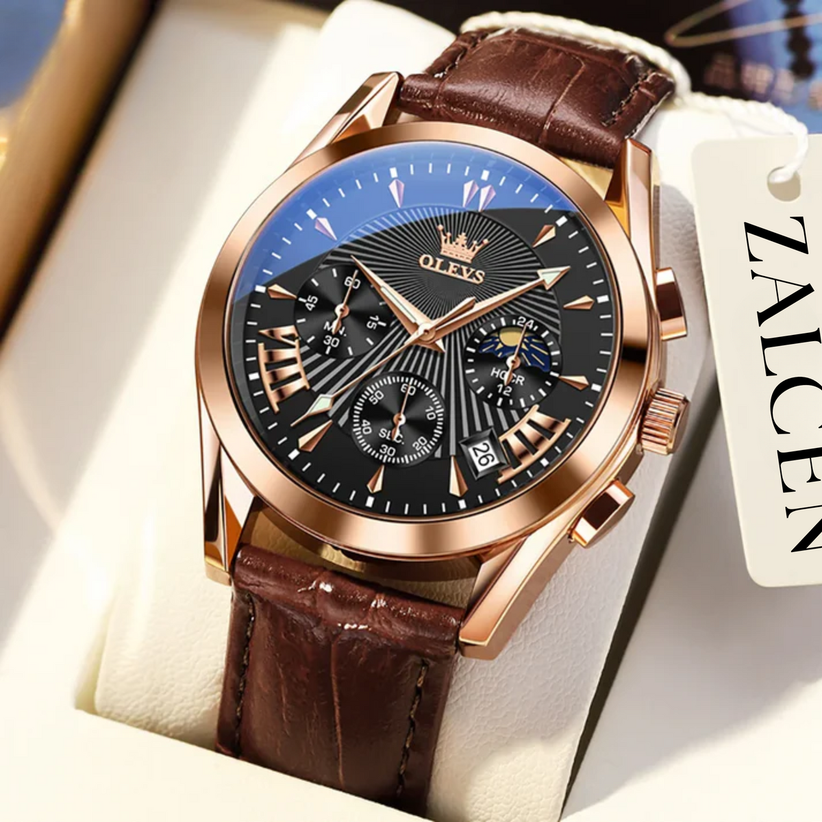 Men’s Luxury Quartz Watch – Waterproof, Leather Strap, Elegant & Modern Design