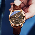 Men’s Luxury Quartz Watch – Waterproof, Leather Strap, Elegant & Modern Design
