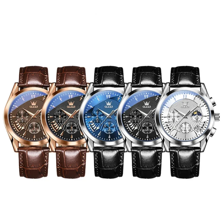 Men’s Luxury Quartz Watch – Waterproof, Leather Strap, Elegant & Modern Design