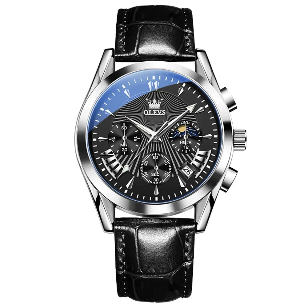 Men’s Luxury Quartz Watch – Waterproof, Leather Strap, Elegant & Modern Design
