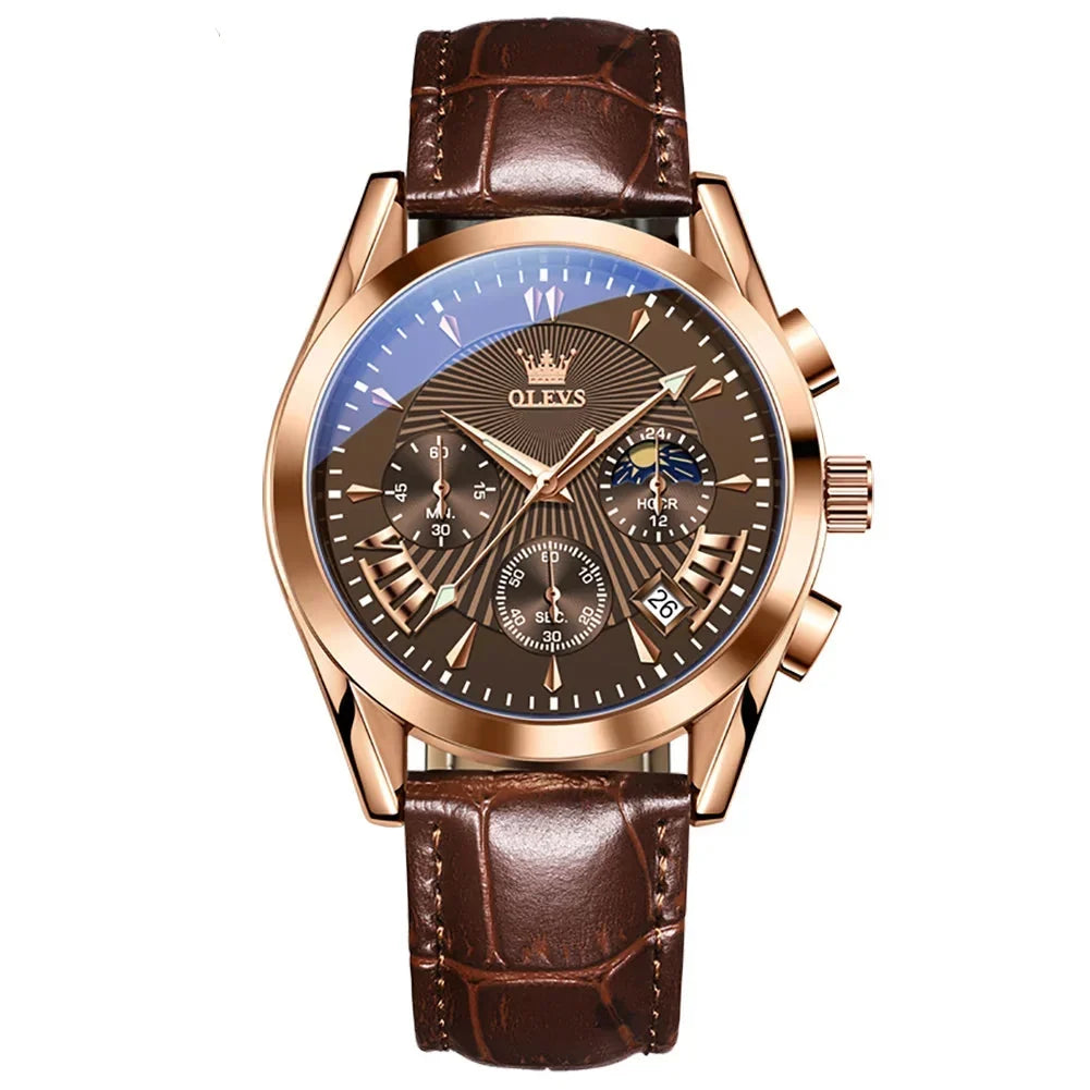 Men’s Luxury Quartz Watch – Waterproof, Leather Strap, Elegant & Modern Design