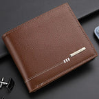 Men’s Lychee Pattern Wallet – High-Quality Zipper Coin Purse and Credit Card Holder, Short Business Wallet