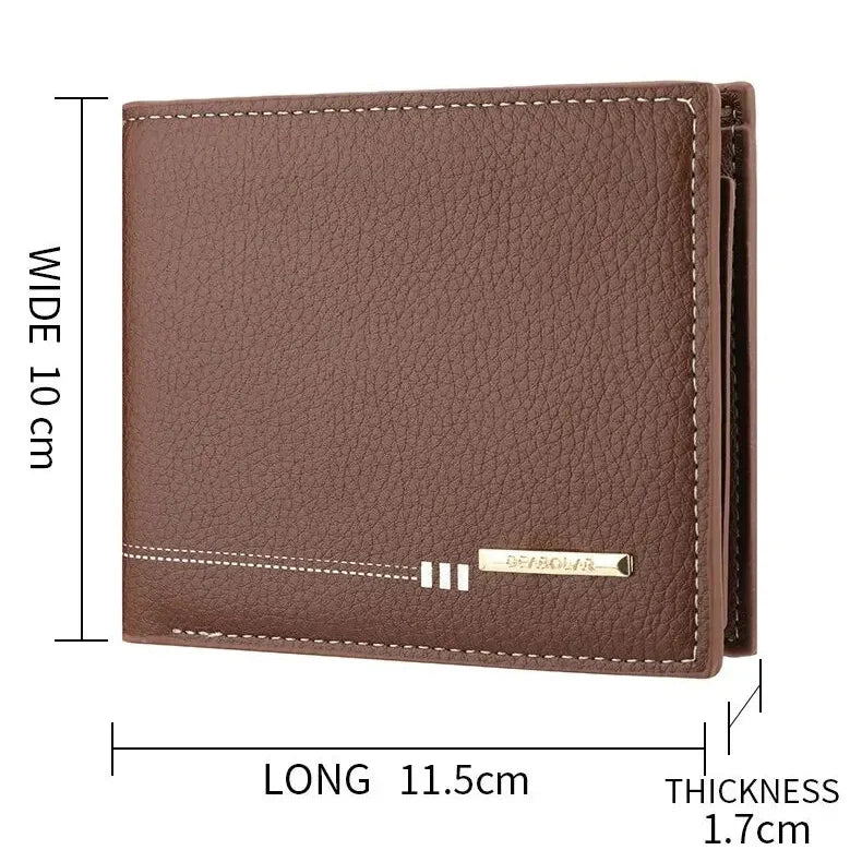 Men’s Lychee Pattern Wallet – High-Quality Zipper Coin Purse and Credit Card Holder, Short Business Wallet