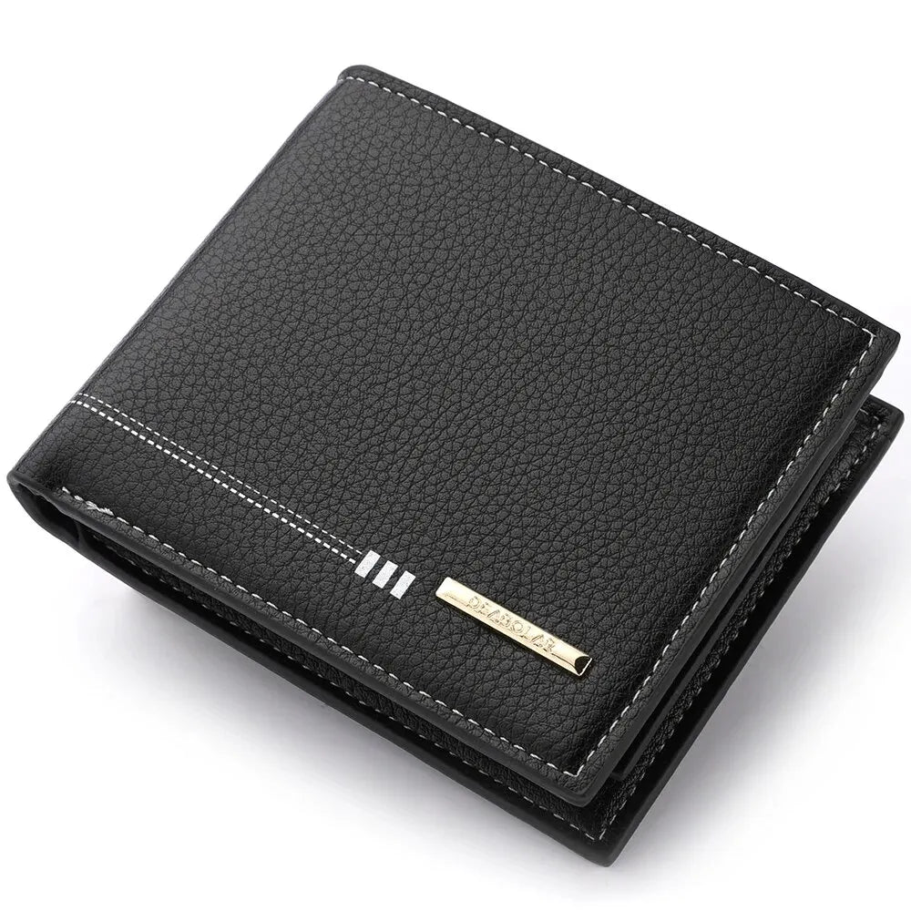 Men’s Lychee Pattern Wallet – High-Quality Zipper Coin Purse and Credit Card Holder, Short Business Wallet
