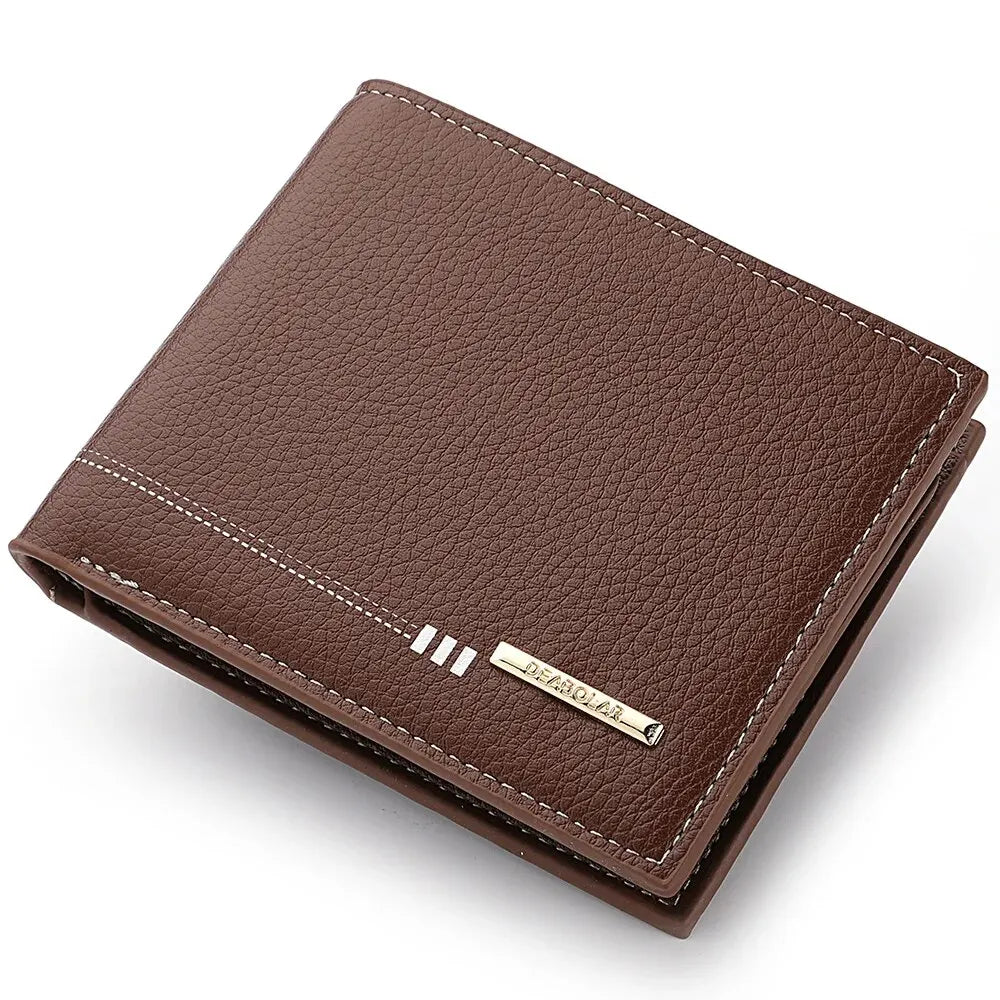 Men’s Lychee Pattern Wallet – High-Quality Zipper Coin Purse and Credit Card Holder, Short Business Wallet