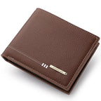 Men’s Lychee Pattern Wallet – High-Quality Zipper Coin Purse and Credit Card Holder, Short Business Wallet