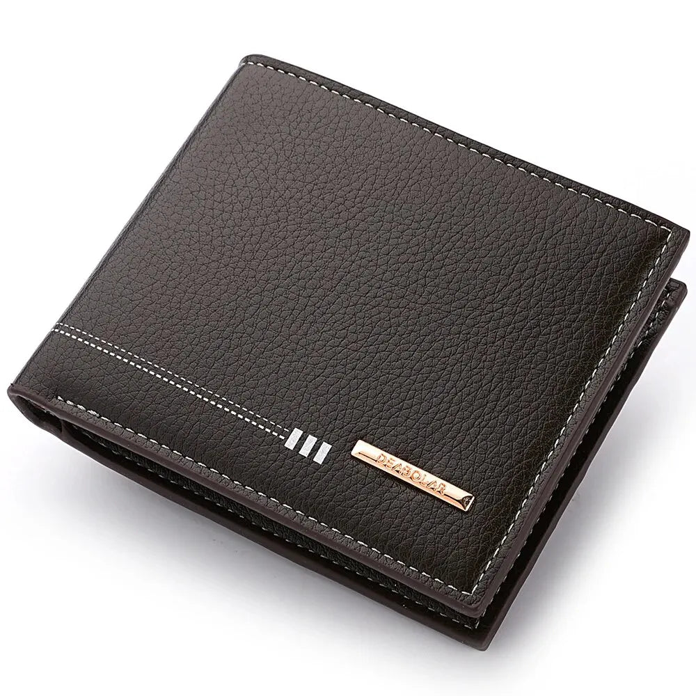 Men’s Lychee Pattern Wallet – High-Quality Zipper Coin Purse and Credit Card Holder, Short Business Wallet