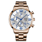 Men’s Luxury Business Quartz Watch with Leather Strap, Stainless Steel Case, Luminous Display & Calendar