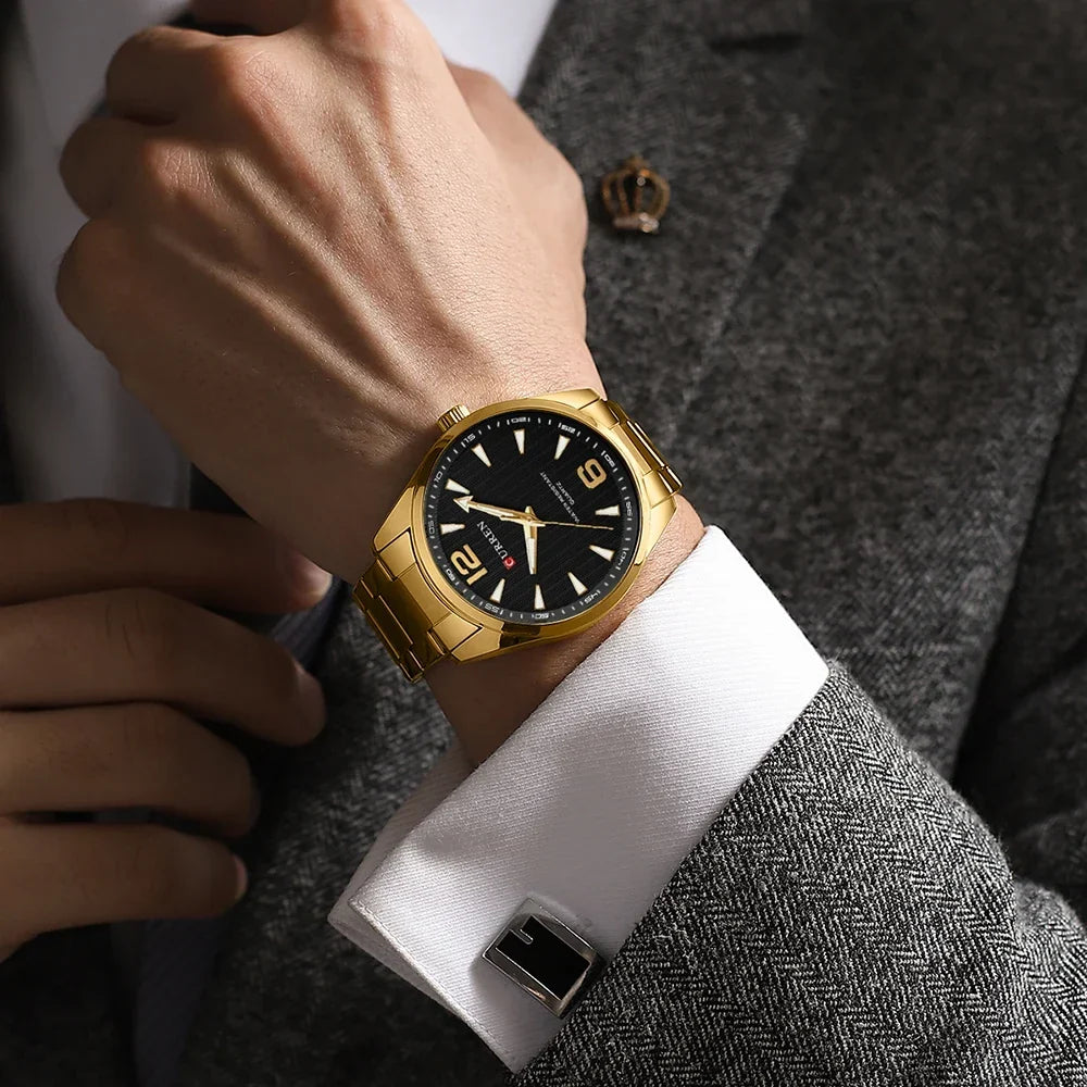 Men’s Business Quartz Watch – Stainless Steel Band with Luminous Hands, Classic Wristwatch