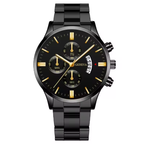 Men’s Luxury Quartz Watch with Calendar, Stainless Steel Bracelet – Fashion Business Wristwatch