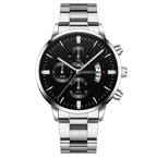Men’s Luxury Quartz Watch with Calendar, Stainless Steel Bracelet – Fashion Business Wristwatch