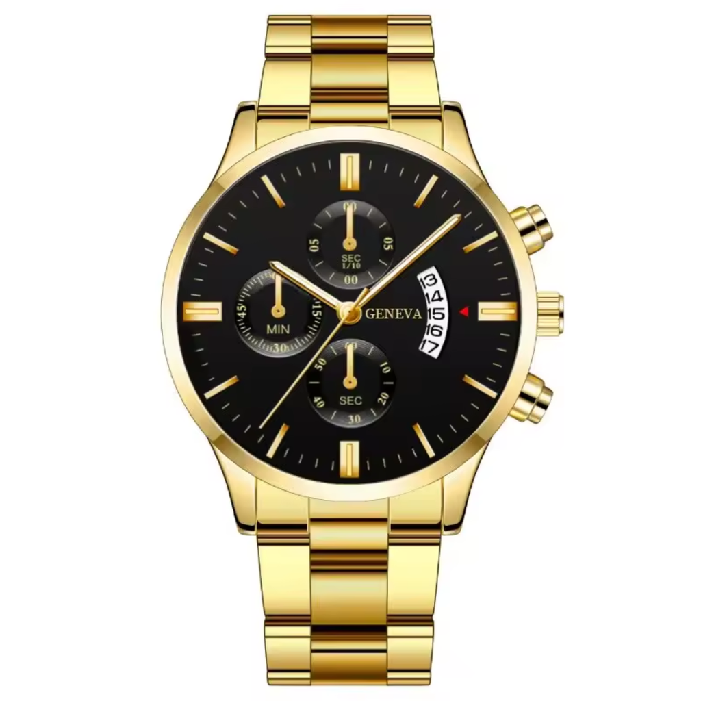 Men’s Luxury Quartz Watch with Calendar, Stainless Steel Bracelet – Fashion Business Wristwatch