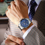 Sports Quartz Watch with Chronograph, Waterproof Stainless Steel Case & Luminous Display