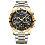 Sports Quartz Watch with Chronograph, Waterproof Stainless Steel Case & Luminous Display