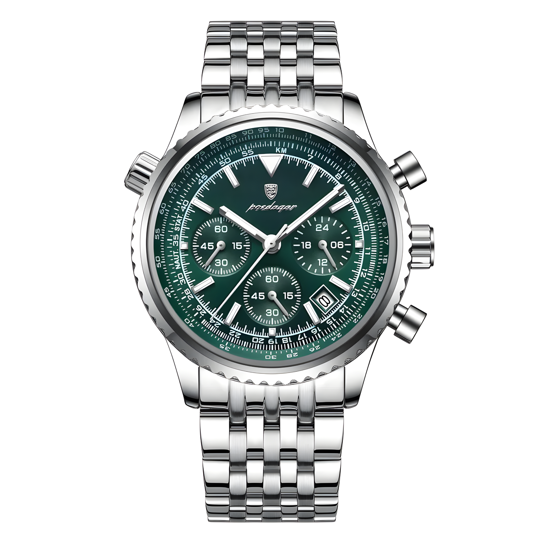 Men’s Luxury Quartz Watch – Chronograph, Date Display, Waterproof, Luminous Stainless Steel Wristwatch