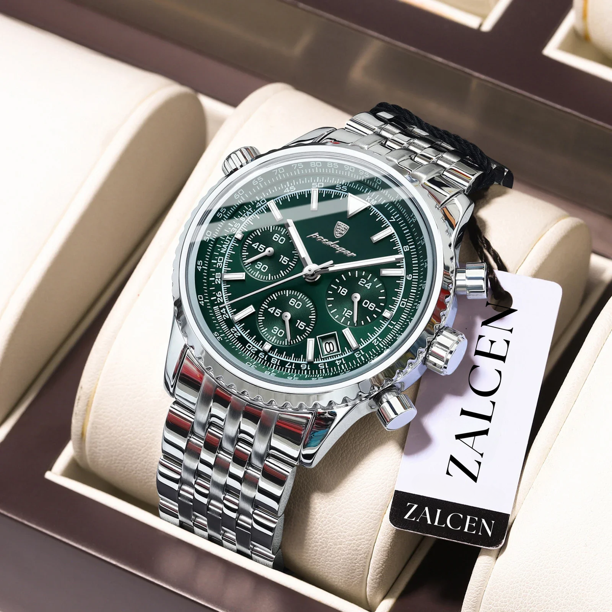 Men’s Luxury Quartz Watch – Chronograph, Date Display, Waterproof, Luminous Stainless Steel Wristwatch