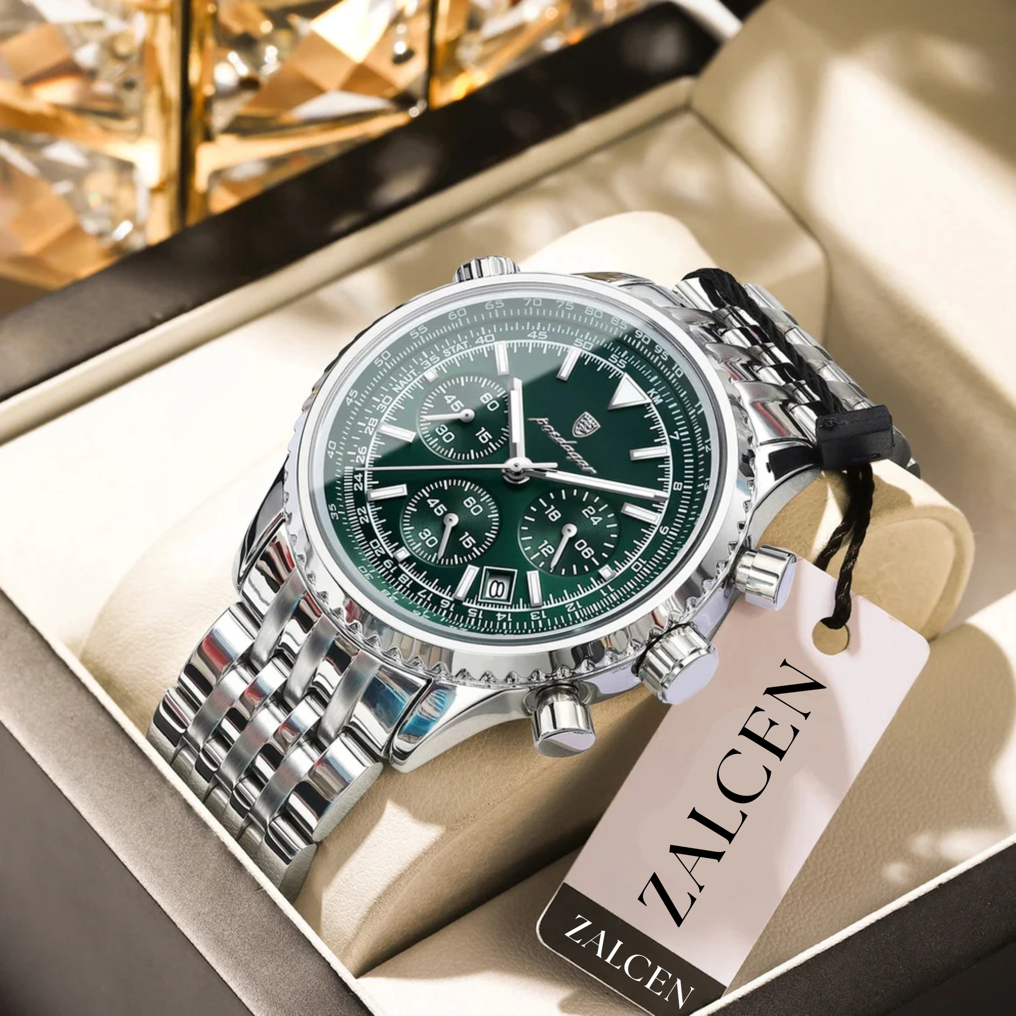 Men’s Luxury Quartz Watch – Chronograph, Date Display, Waterproof, Luminous Stainless Steel Wristwatch