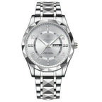 Men's Luxury Quartz Watch with Date & Day Display, Waterproof Stainless Steel Luminous Sports Wristwatch