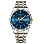 Men's Luxury Quartz Watch with Date & Day Display, Waterproof Stainless Steel Luminous Sports Wristwatch