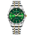 Men's Luxury Quartz Watch with Date & Day Display, Waterproof Stainless Steel Luminous Sports Wristwatch
