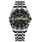 Men's Luxury Quartz Watch with Date & Day Display, Waterproof Stainless Steel Luminous Sports Wristwatch