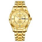 Men's Luxury Quartz Watch with Date & Day Display, Waterproof Stainless Steel Luminous Sports Wristwatch