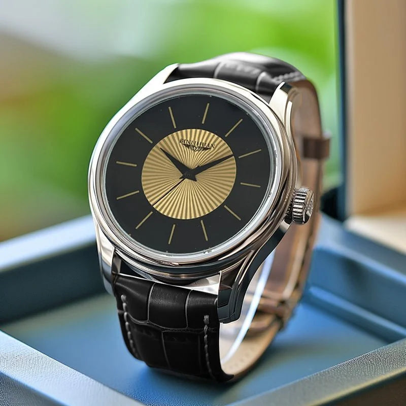 Men’s Luxury Quartz Watch with Leather Strap – Waterproof Business Wristwatch