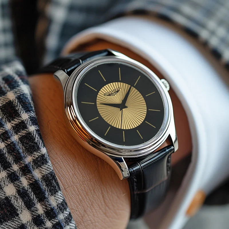 Men’s Luxury Quartz Watch with Leather Strap – Waterproof Business Wristwatch