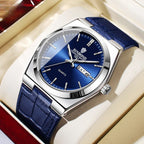 Men’s Luxury Quartz Watch – Fashion Leather Strap, Luminous Hands & Calendar, Waterproof