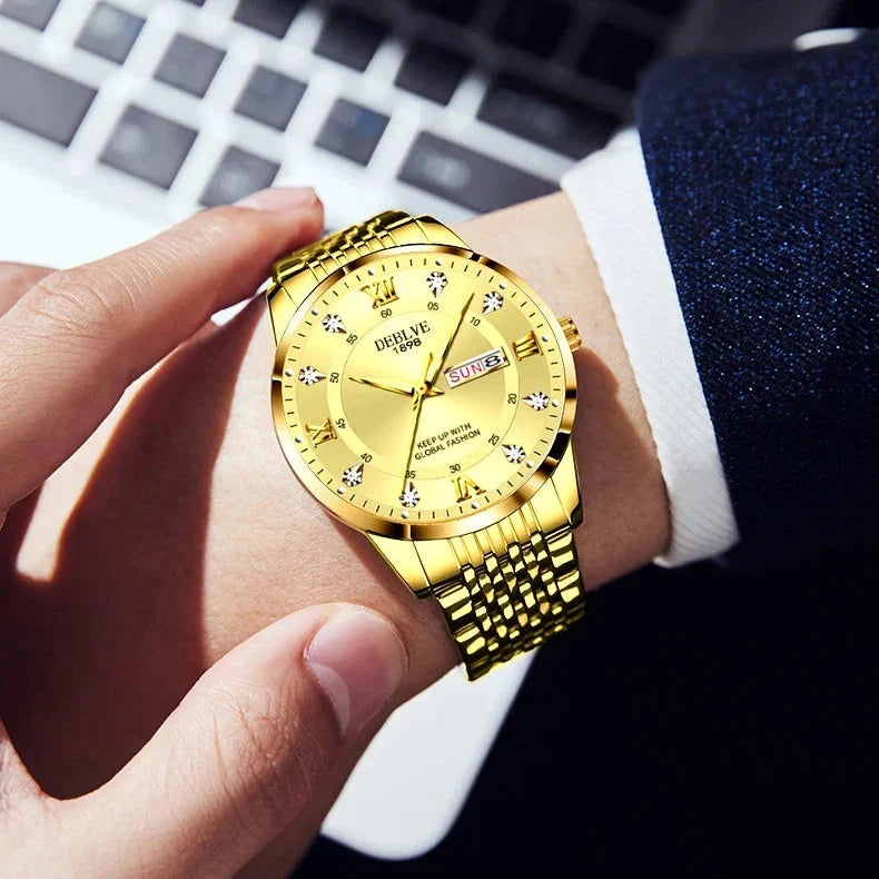 Men’s Luxury Quartz Watch – Sapphire Crystal, Waterproof, Casual & Business Wristwatch