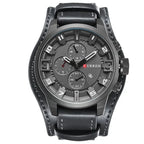 Men's Luxury Quartz Watch with Leather Strap, Date Display – Sport, Military & Business Style