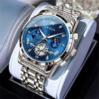 Men’s Luxury Quartz Watch – Classic Roman Dial, Flywheel & Moon Phase, Waterproof