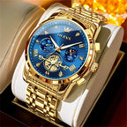 Men’s Luxury Quartz Watch – Classic Roman Dial, Flywheel & Moon Phase, Waterproof
