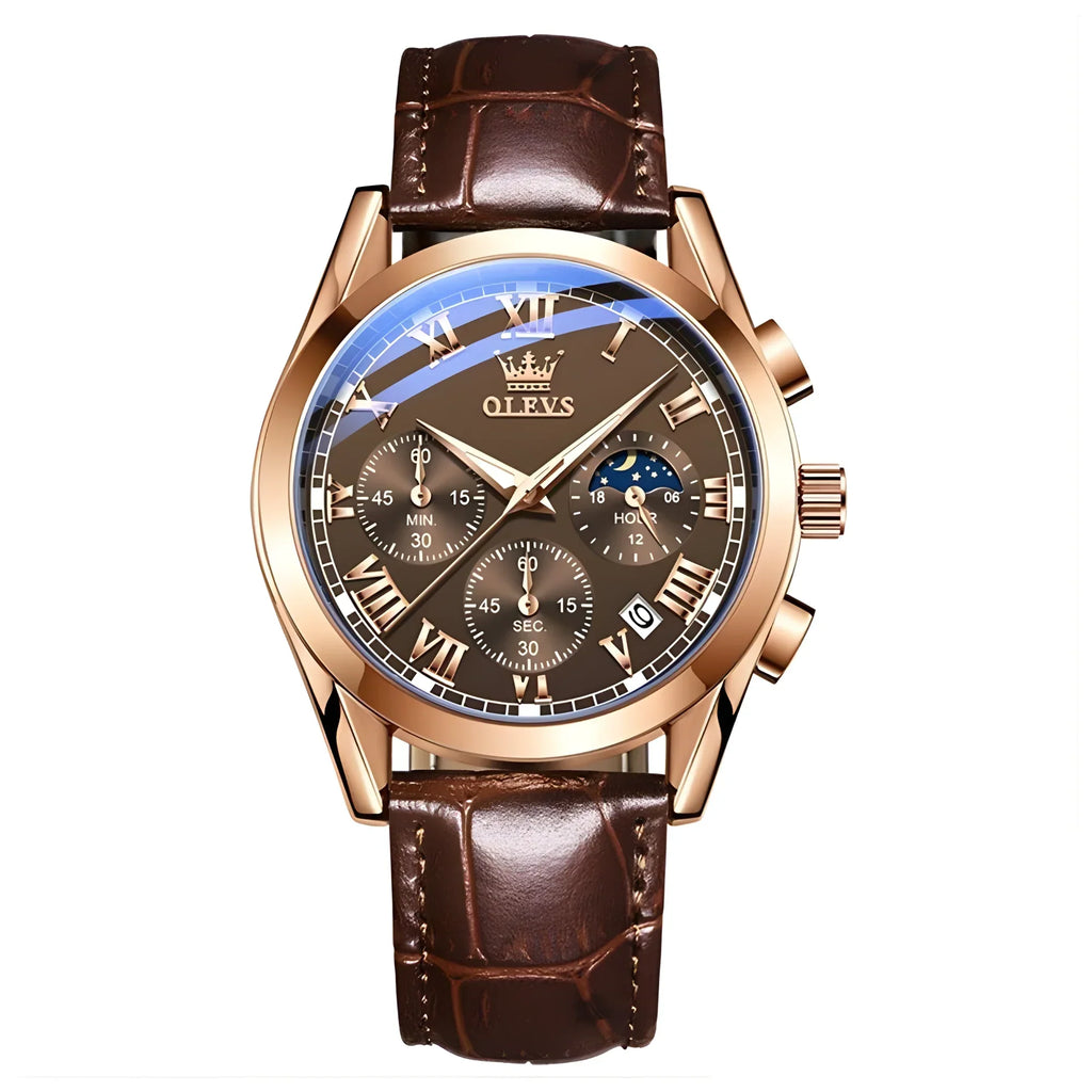 Men’s Luxury Multifunction Quartz Watch – Stainless Steel, Luminous, Waterproof Business Wristwatch