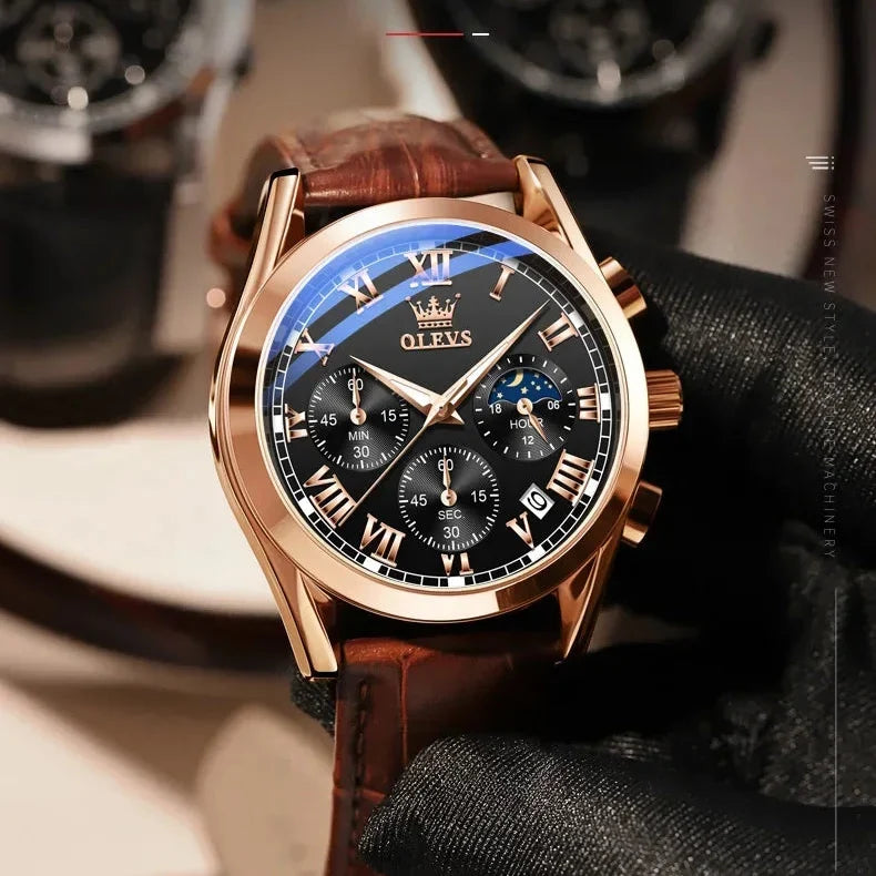 Men’s Luxury Multifunction Quartz Watch – Stainless Steel, Luminous, Waterproof Business Wristwatch