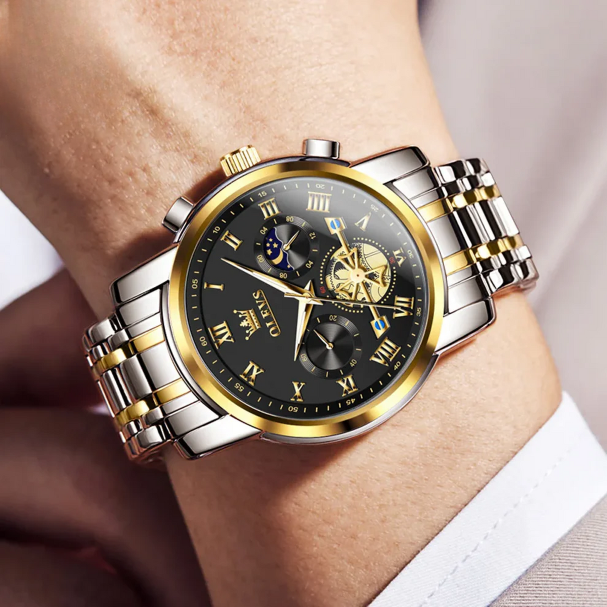 Men’s Luxury Quartz Watch – Classic Roman Dial, Waterproof, Luminous Wristwatch