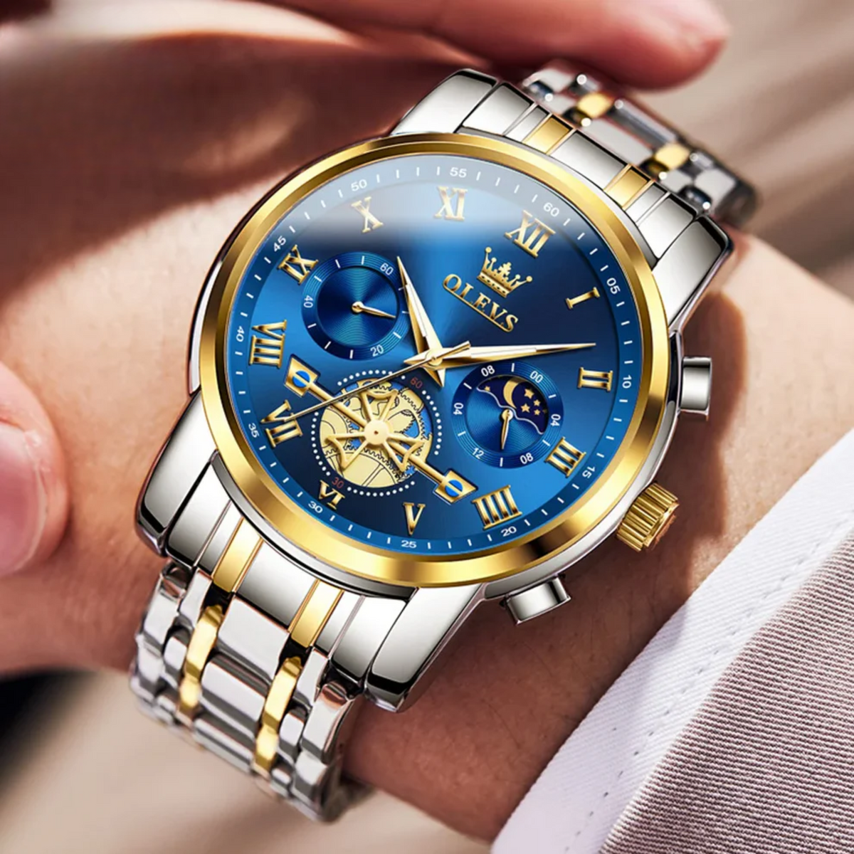 Men’s Luxury Quartz Watch – Classic Roman Dial, Waterproof, Luminous Wristwatch
