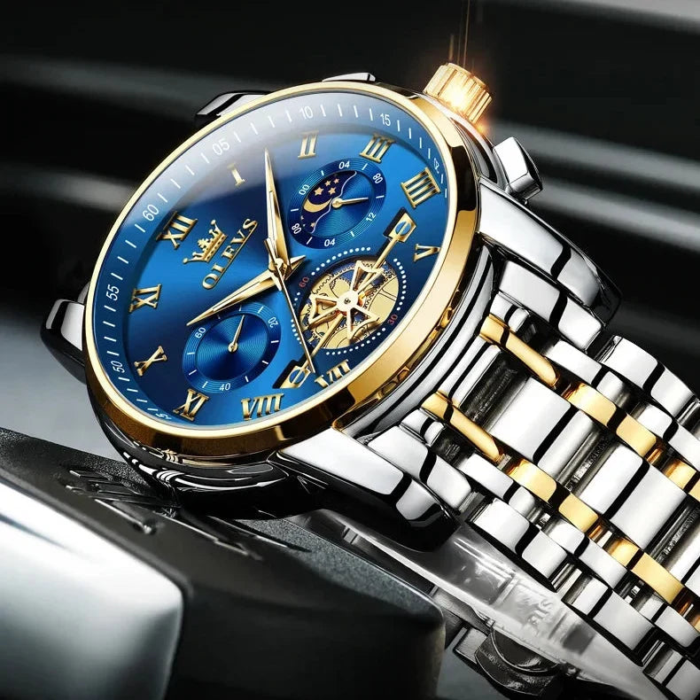 Men’s Luxury Quartz Watch – Classic Roman Dial, Waterproof, Luminous Wristwatch
