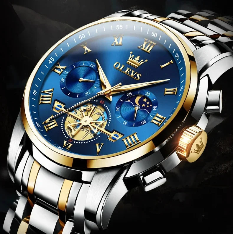 Men’s Luxury Quartz Watch – Classic Roman Dial, Waterproof, Luminous Wristwatch
