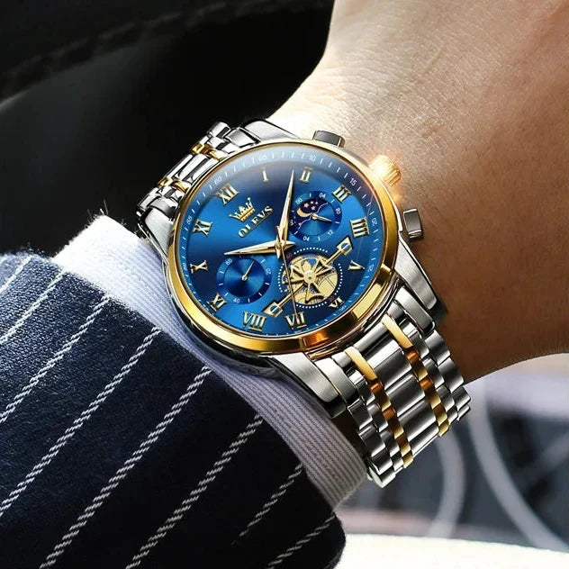 Men’s Luxury Quartz Watch – Classic Roman Dial, Waterproof, Luminous Wristwatch