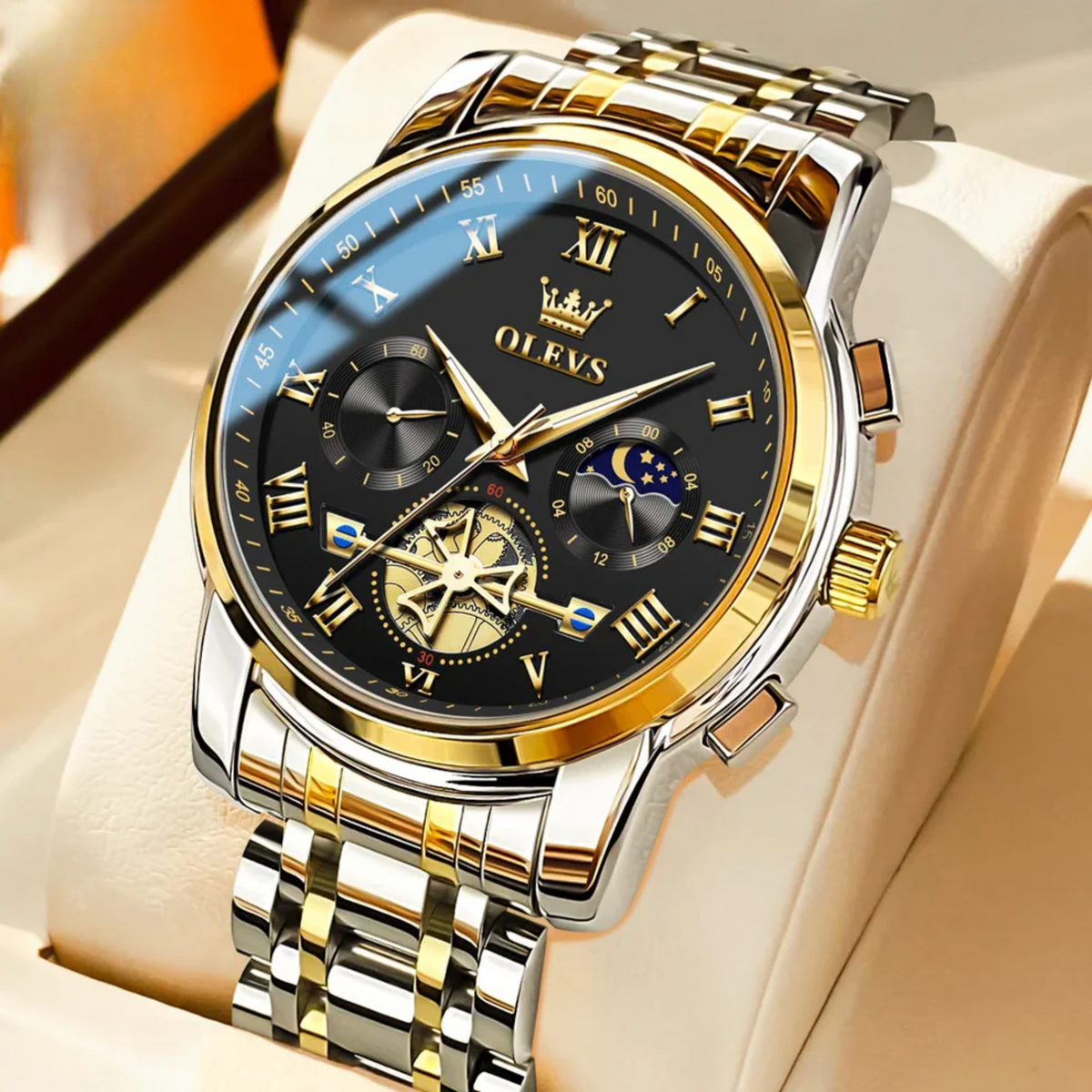 Men’s Luxury Quartz Watch – Classic Roman Dial, Waterproof, Luminous Wristwatch