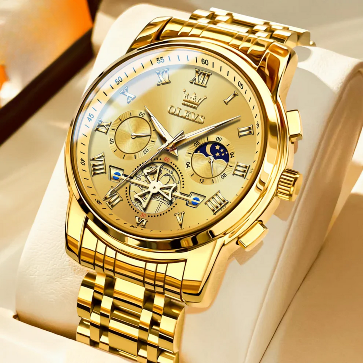 Men’s Luxury Quartz Watch – Classic Roman Dial, Waterproof, Luminous Wristwatch