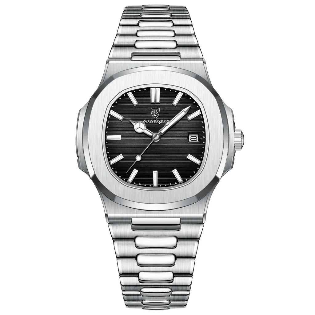 Men’s Luxury Sports Quartz Watch with Square Dial, Luminous Display, Date Function & Waterproof Design