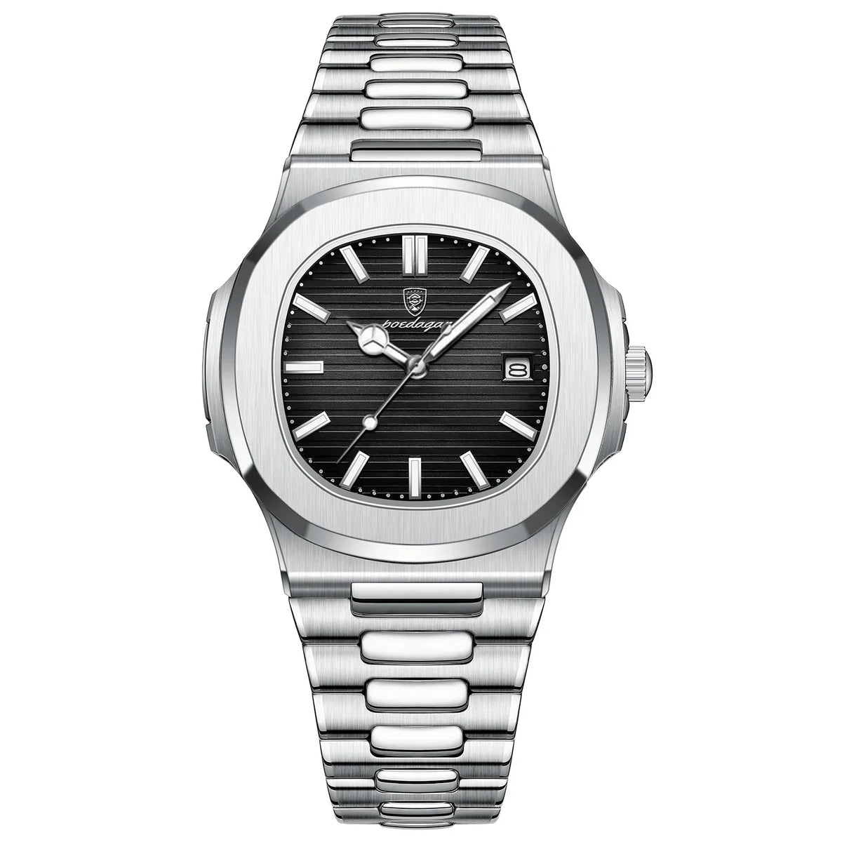 Men’s Luxury Sports Quartz Watch with Square Dial, Luminous Display, Date Function & Waterproof Design