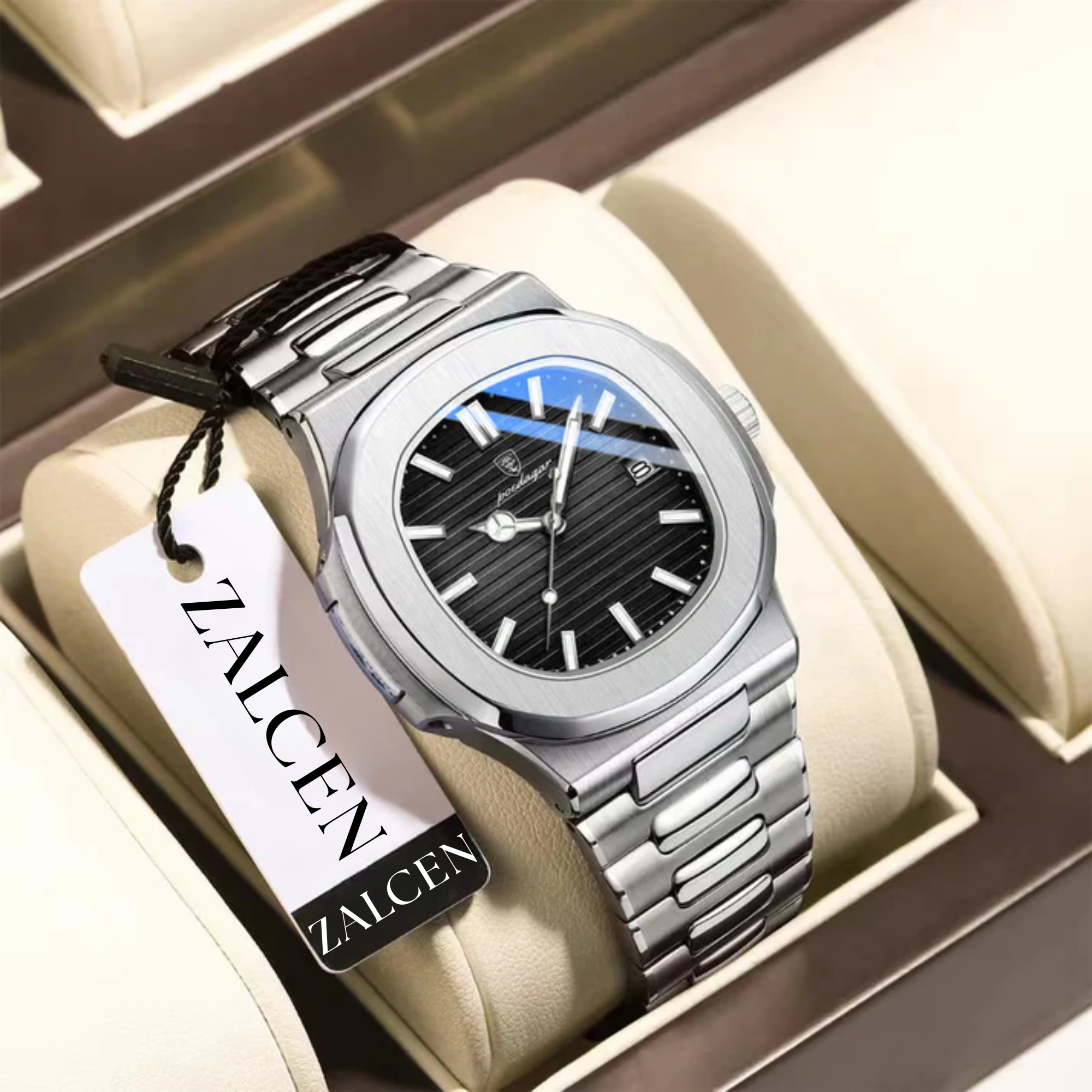 Men’s Luxury Sports Quartz Watch with Square Dial, Luminous Display, Date Function & Waterproof Design