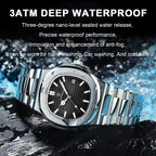 Men’s Luxury Sports Quartz Watch with Square Dial, Luminous Display, Date Function & Waterproof Design